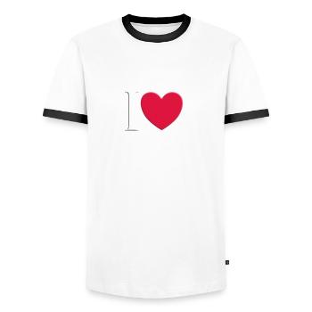 I love Copenhagen - Men's Ringer Shirt - white/black - Front - AI Model Female 172 light (172cm) & AI Model Male 178 dark (178cm)