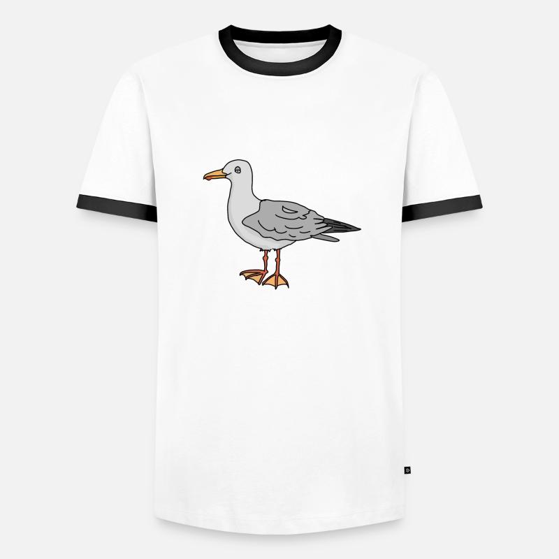 Möwe - Männer Kontrast-T-Shirt - Weiß/Schwarz