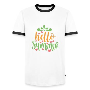 Hello Summer - Men's Ringer Shirt - white/black - Front - AI Model Female 172 light (172cm) & AI Model Male 178 dark (178cm)