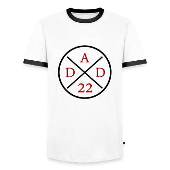 dad 22 - T-shirt contrasté Homme - blanc/noir - Devant - AI Model Female 172 light (172cm) & AI Model Male 178 dark (178cm)