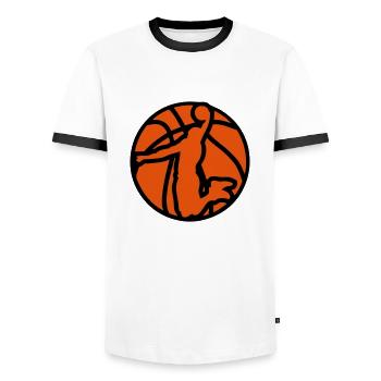 basketball player ball on it - Men's Ringer Shirt - white/black - Front - AI Model Female 172 light (172cm) & AI Model Male 178 dark (178cm)