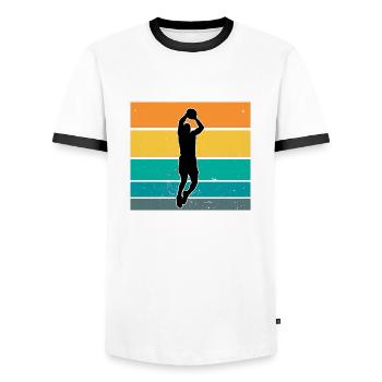 Basketball Motif Retro Vintage Basketball Sport - Men's Ringer Shirt - white/black - Front - AI Model Female 172 light (172cm) & AI Model Male 178 dark (178cm)