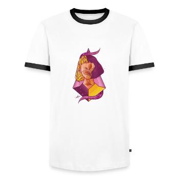 Frühling - Männer Kontrast-T-Shirt - Weiß/Schwarz - Vorne - AI Model Female 172 light (172cm) & AI Model Male 178 dark (178cm)