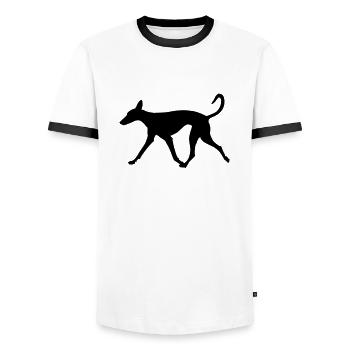 Podenco running relaxed - Männer Kontrast-T-Shirt - Weiß/Schwarz - Vorne - AI Model Female 172 light (172cm) & AI Model Male 178 dark (178cm)