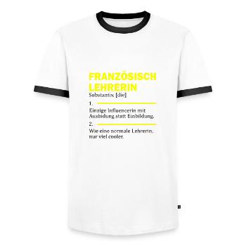 Französisch lehrerin Lehrer Geschenk Schule - Männer Kontrast-T-Shirt - Weiß/Schwarz - Vorne - AI Model Female 172 light (172cm) & AI Model Male 178 dark (178cm)