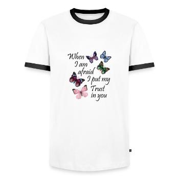 When I am afraid I put my Trust in you Cadeau - T-shirt contrasté Homme - blanc/noir - Devant - AI Model Female 172 light (172cm) & AI Model Male 178 dark (178cm)