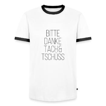 Bitte Danke Tach Und Tschüss - Männer Kontrast-T-Shirt - Weiß/Schwarz - Vorne - AI Model Female 172 light (172cm) & AI Model Male 178 dark (178cm)