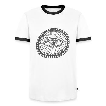 Magisches Auge - Männer Kontrast-T-Shirt - Weiß/Schwarz - Vorne - AI Model Female 172 light (172cm) & AI Model Male 178 dark (178cm)