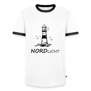 Nordlicht - Männer Kontrast-T-Shirt - Weiß/Schwarz - Vorne - AI Model Female 172 light (172cm) & AI Model Male 178 dark (178cm)