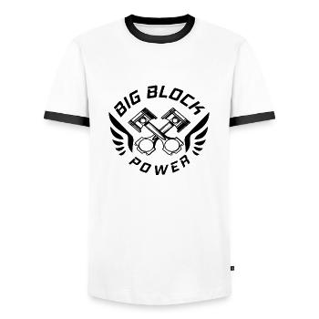 V8 Motor Engine US Car Muscle Car Hubraum 5 Liter - Männer Kontrast-T-Shirt - Weiß/Schwarz - Vorne - AI Model Female 172 light (172cm) & AI Model Male 178 dark (178cm)