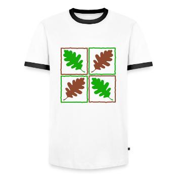Feuilles de bois allemands feuilles glands automne - T-shirt contrasté Homme - blanc/noir - Devant - AI Model Female 172 light (172cm) & AI Model Male 178 dark (178cm)
