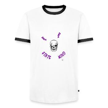 Rock n Roll state of mind bright design - Men's Ringer Shirt - white/black - Front - AI Model Female 172 light (172cm) & AI Model Male 178 dark (178cm)