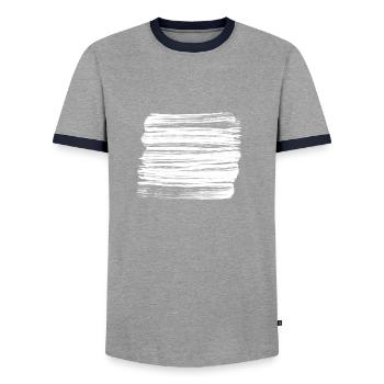 Coups de pinceau blanc fond décor - T-shirt contrasté Homme - gris/marine  - Devant - AI Model Female 172 light (172cm) & AI Model Male 178 light (178cm)