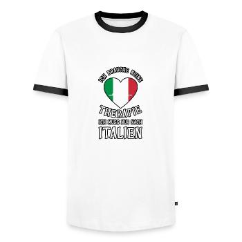 Italien Urlaub Keine Therapie Geschenk - Männer Kontrast-T-Shirt - Weiß/Schwarz - Vorne - AI Model Female 172 light (172cm) & AI Model Male 178 dark (178cm)