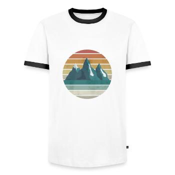 Mountains Longing Vintage - Men's Ringer Shirt - white/black - Front - AI Model Female 172 light (172cm) & AI Model Male 178 dark (178cm)