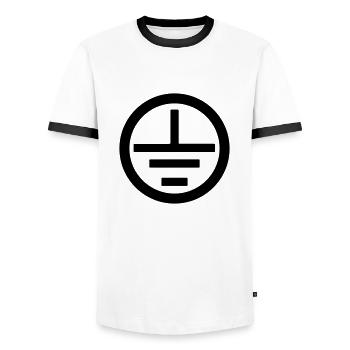 Elektriker Symbol elektrische Erdung - Männer Kontrast-T-Shirt - Weiß/Schwarz - Vorne - AI Model Female 172 light (172cm) & AI Model Male 178 dark (178cm)