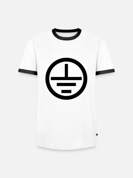 Électricien symbole de la mise à la terre électrique - T-shirt contrasté Homme - blanc/noir