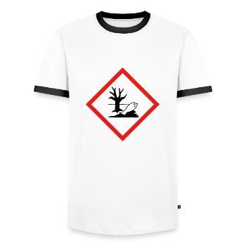 Dangereux pour l’environnement, dangereux pour l’environnement - T-shirt contrasté Homme - blanc/noir - Devant - AI Model Female 172 light (172cm) & AI Model Male 178 dark (178cm)