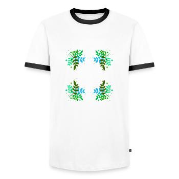 Rahmen mit Farbflecken Blatt Dekoration - Männer Kontrast-T-Shirt - Weiß/Schwarz - Vorne - AI Model Female 172 light (172cm) & AI Model Male 178 dark (178cm)