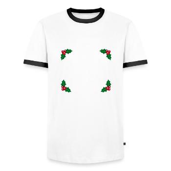 Frame with holly Winter Christmas - Men's Ringer Shirt - white/black - Front - AI Model Female 172 light (172cm) & AI Model Male 178 dark (178cm)