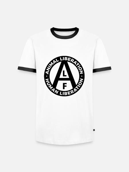ALF Animal Liberation Human Liberation black white - Men's Ringer Shirt - white/black