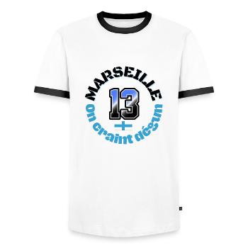 Marseille on craint dégun - T-shirt contrasté Homme - blanc/noir - Devant - AI Model Female 172 light (172cm) & AI Model Male 178 dark (178cm)