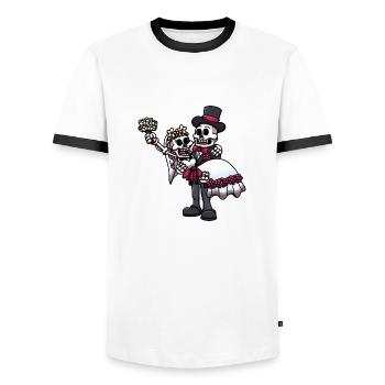 Married Skeletons - Men's Ringer Shirt - white/black - Front - AI Model Female 172 light (172cm) & AI Model Male 178 dark (178cm)