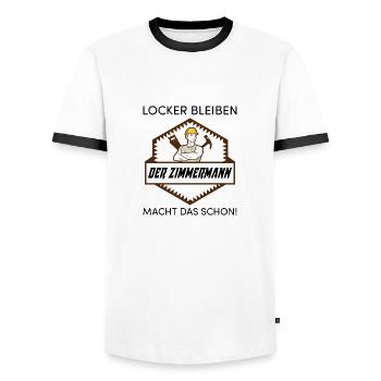 Zimmermann geschenk - Männer Kontrast-T-Shirt - Weiß/Schwarz - Vorne - AI Model Female 172 light (172cm) & AI Model Male 178 dark (178cm)
