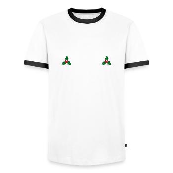Merry Christmas with frame holly - Men's Ringer Shirt - white/black - Front - AI Model Female 172 light (172cm) & AI Model Male 178 dark (178cm)