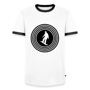 Snowboard Snowboarder - T-shirt contrasté Homme - blanc/noir - Devant - AI Model Female 172 light (172cm) & AI Model Male 178 dark (178cm)