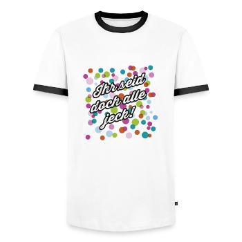 Karneval sind doch alle jeck! - Männer Kontrast-T-Shirt - Weiß/Schwarz - Vorne - AI Model Female 172 light (172cm) & AI Model Male 178 dark (178cm)