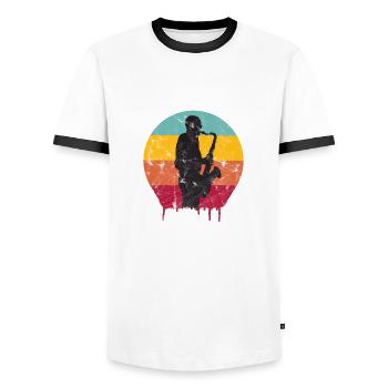 Jazz - Men's Ringer Shirt - white/black - Front - AI Model Female 172 light (172cm) & AI Model Male 178 dark (178cm)
