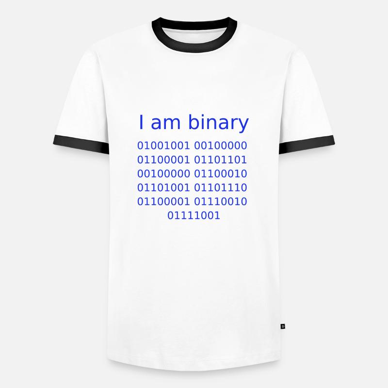 I am binary (Blue) - Men's Ringer Shirt - white/black
