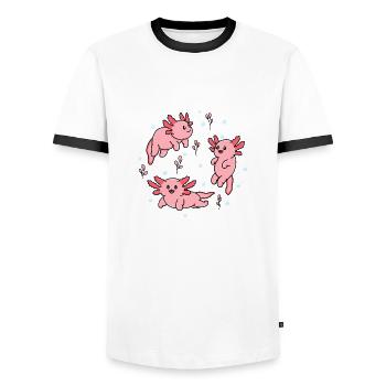 Happy Axolotl - Men's Ringer Shirt - white/black - Front - AI Model Female 172 light (172cm) & AI Model Male 178 dark (178cm)