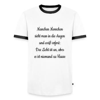 Licht ist an,aber niemand zu Hause - lustig - dumm - Männer Kontrast-T-Shirt - Weiß/Schwarz - Vorne - AI Model Female 172 light (172cm) & AI Model Male 178 dark (178cm)