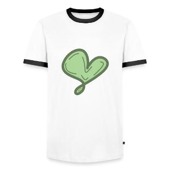 cœur vert - T-shirt contrasté Homme - blanc/noir - Devant - AI Model Female 172 light (172cm) & AI Model Male 178 dark (178cm)
