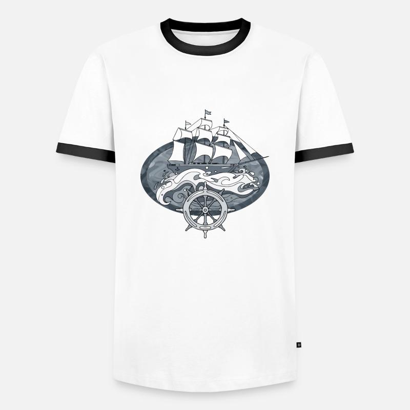 Segelschiff - Männer Kontrast-T-Shirt - Weiß/Schwarz