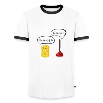 ich hasse meine Arbeit - Männer Kontrast-T-Shirt - Weiß/Schwarz - Vorne - AI Model Female 172 light (172cm) & AI Model Male 178 dark (178cm)