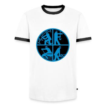 Logo Feuerwehr 2farbig - Männer Kontrast-T-Shirt - Weiß/Schwarz - Vorne - AI Model Female 172 light (172cm) & AI Model Male 178 dark (178cm)