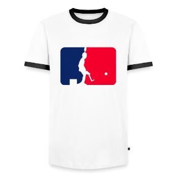 Major League Tipp-Kick - Männer Kontrast-T-Shirt - Weiß/Schwarz - Vorne - AI Model Female 172 light (172cm) & AI Model Male 178 dark (178cm)