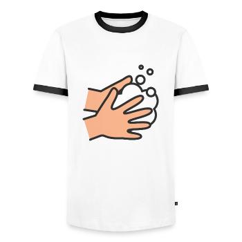 Icône Se laver les mains - T-shirt contrasté Homme - blanc/noir - Devant - AI Model Female 172 light (172cm) & AI Model Male 178 dark (178cm)