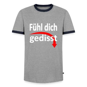 Fühl dich gedisst - Version 3 - Männer Kontrast-T-Shirt - Grau/Navy  - Vorne - AI Model Female 172 light (172cm) & AI Model Male 178 light (178cm)