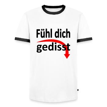 Fühl dich gedisst - Version 2 - Männer Kontrast-T-Shirt - Weiß/Schwarz - Vorne - AI Model Female 172 light (172cm) & AI Model Male 178 dark (178cm)