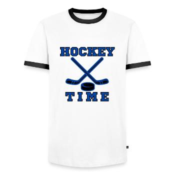 Hockey Time Idée cadeau original - T-shirt contrasté Homme - blanc/noir - Devant - AI Model Female 172 light (172cm) & AI Model Male 178 dark (178cm)
