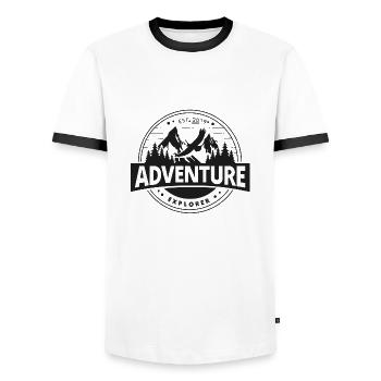 Abenteuerentdecker - Männer Kontrast-T-Shirt - Weiß/Schwarz - Vorne - AI Model Female 172 light (172cm) & AI Model Male 178 dark (178cm)
