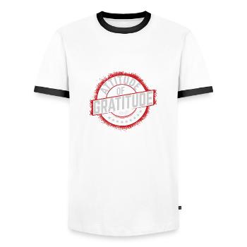 Culture Zen Positif Attitude de Gratitude - T-shirt contrasté Homme - blanc/noir - Devant - AI Model Female 172 light (172cm) & AI Model Male 178 dark (178cm)