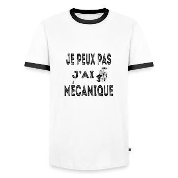 T shirt personnalisé pour mécanicien, voiture,auto - T-shirt contrasté Homme - blanc/noir - Devant - AI Model Female 172 light (172cm) & AI Model Male 178 dark (178cm)