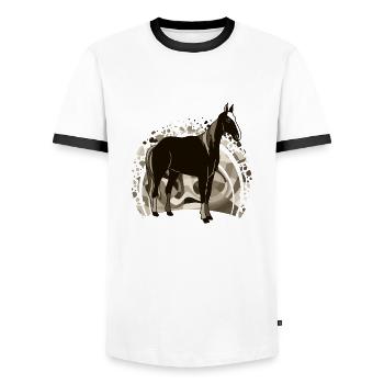 Pferd - Männer Kontrast-T-Shirt - Weiß/Schwarz - Vorne - AI Model Female 172 light (172cm) & AI Model Male 178 dark (178cm)