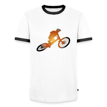 Descente VTT VTT Montagne - T-shirt contrasté Homme - blanc/noir - Devant - AI Model Female 172 light (172cm) & AI Model Male 178 dark (178cm)