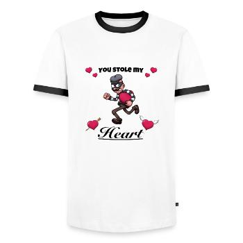 Du hast meinen Herzensdieb gestohlen - Männer Kontrast-T-Shirt - Weiß/Schwarz - Vorne - AI Model Female 172 light (172cm) & AI Model Male 178 dark (178cm)